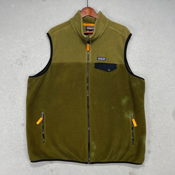 Patagonia Synchilla Fleece Vest Mens XXL Olive Green Full Zip Gorpcore - Picture 2 of 10